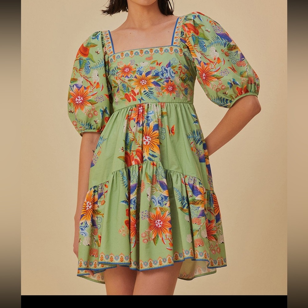 NWOT Farm Rio Green Yard Mini Dress